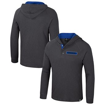 Men's Colosseum Gray Duke Blue Devils Dujour Ralgan Long Sleeve Henley Pullover Hoodie