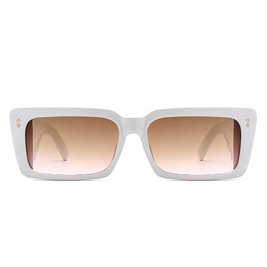 Retro Rectangle Square Flat Top Tinted Sunglasses