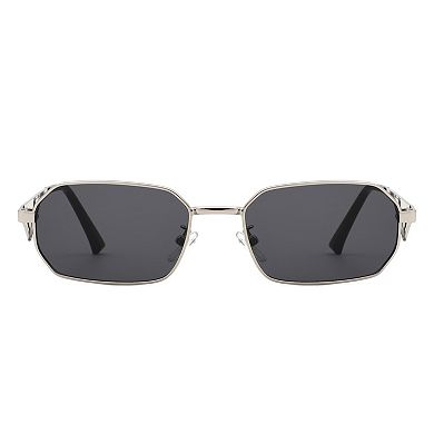 Geometric Narrow Rectangle Retro Square Sunglasses