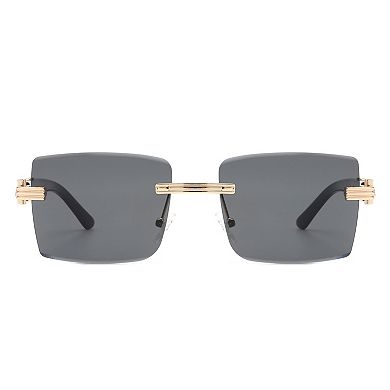 Retro Rimless Square Tinted Flat Top Sunglasses