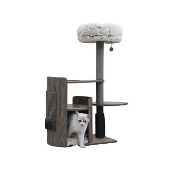 Petpals Mid-century Curved Cat Tree - 41"h, 4 Level, Medium, Cullen