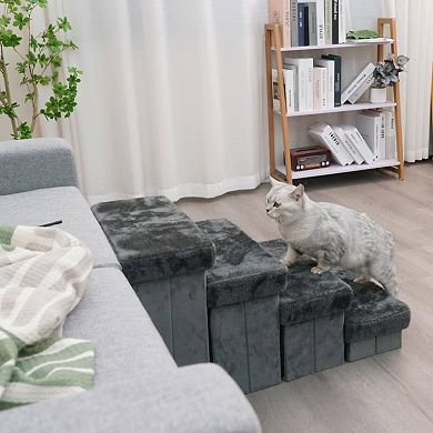 Petpals Senior Mobility Aid Pet Stairs - 17"h, 4 Level, Medium, Charcoal
