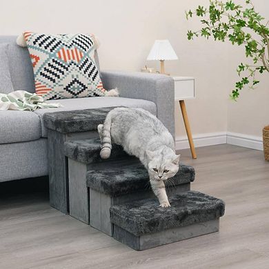 Petpals Senior Mobility Aid Pet Stairs - 17"h, 4 Level, Medium, Charcoal