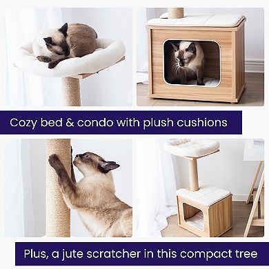Catry Cat Tree - With Perch & Natural Jute Scratcher (cedar)