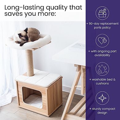 Catry Cat Tree - With Perch & Natural Jute Scratcher (cedar)