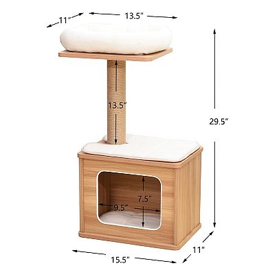 Catry Cat Tree - With Perch & Natural Jute Scratcher (cedar)