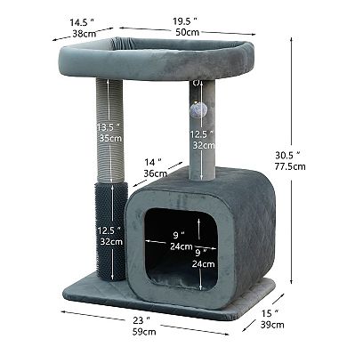 Catry Modern Apartment-sized Cat Tree - 30", 2 Level, Medium, Eclipse