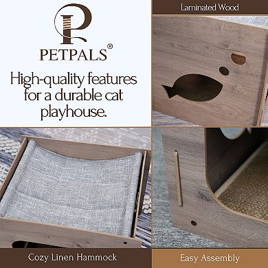 Petpals Contemporary Minimalist Design Cat House - 14"h, Replaceable, Medium, Jodie