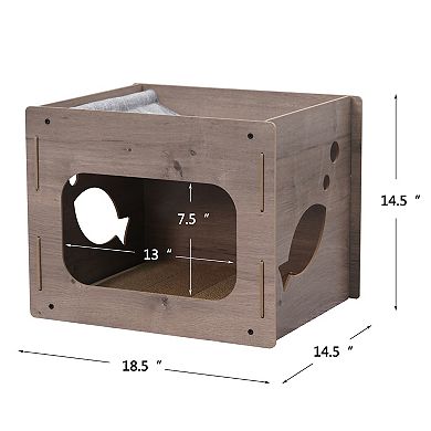 Petpals Contemporary Minimalist Design Cat House - 14"h, Replaceable, Medium, Jodie