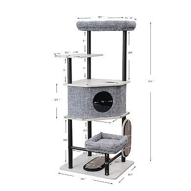 Petpals Minimalistic Steel Cat Tree - 54"h, 5 Level, Large, Grayson