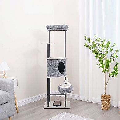 Petpals Minimalistic Steel Cat Tree - 54"h, 5 Level, Large, Grayson