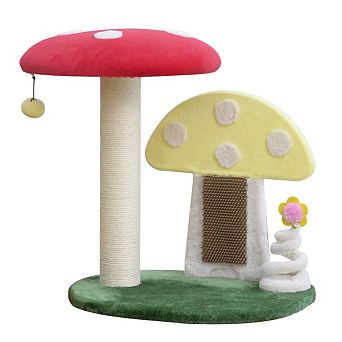 Petpals Apartment-sized Magical Mushroom Cat Perch - 20"h, 2 Level, Medium, Moultrie