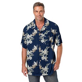 KingSize Men's Big & Tall Printed Camp Shirt