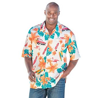 KingSize Men's Big & Tall Printed Camp Shirt