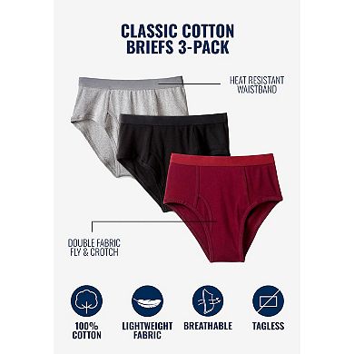 KingSize Men's Big & Tall Classic Cotton Briefs 3-Pack