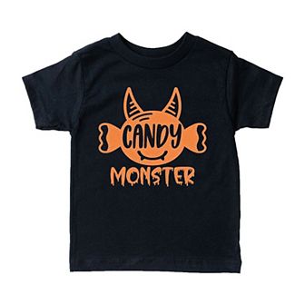 Candy Monster Horns Glitter Toddler Short Sleeve Graphic Tee