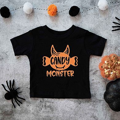 Candy Monster Horns Glitter Youth Short Sleeve Graphic Tee