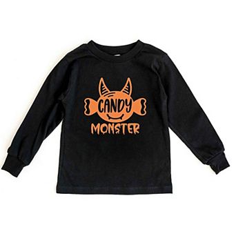 Candy Monster Horns Glitter Youth Long Sleeve Graphic Tee