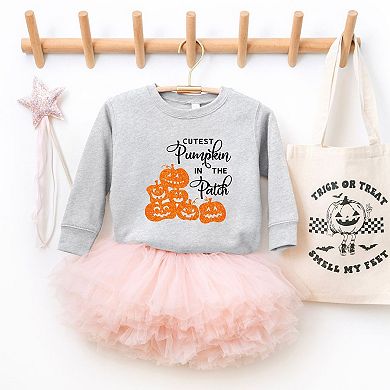 Cutest Pumpkin In The Patch Glitter Toddler Graphic Sweatshirt