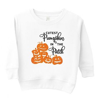 Cutest Pumpkin In The Patch Glitter Toddler Graphic Sweatshirt
