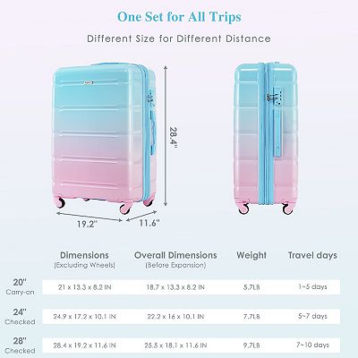 Merax Hardshell Luggage Sets 3 Pcs Spinner Suitcase With Tsa Lock