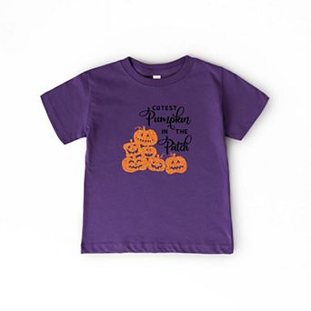 Cutest Pumpkin In The Patch Glitter Toddler Short Sleeve Graphic Tee