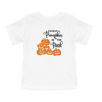 Cutest Pumpkin In The Patch Glitter Toddler Short Sleeve Graphic Tee