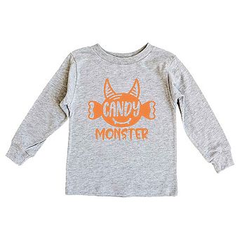 Candy Monster Horns Glitter Toddler Long Sleeve Graphic Tee
