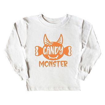 Candy Monster Horns Glitter Toddler Long Sleeve Graphic Tee