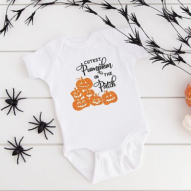Cutest Pumpkin In The Patch Glitter Baby Bodysuit