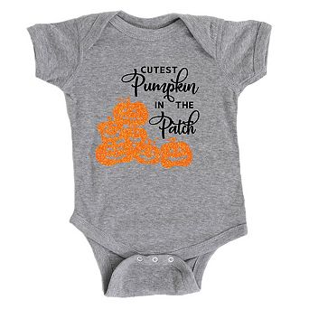 Cutest Pumpkin In The Patch Glitter Baby Bodysuit