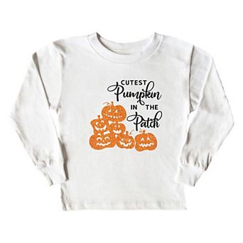 Cutest Pumpkin In The Patch Glitter Youth Long Sleeve Graphic Tee