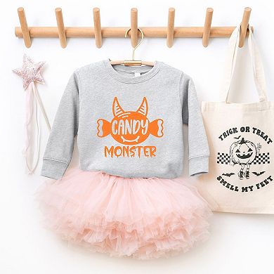 Candy Monster Horns Glitter Toddler Graphic Sweatshirt