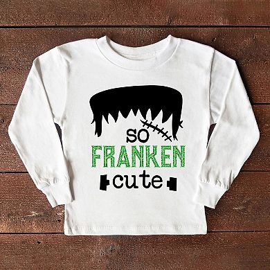 So Franken Cute Glitter Toddler Long Sleeve Graphic Tee