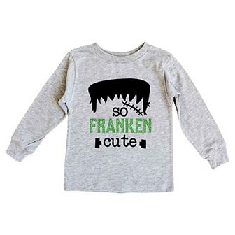 So Franken Cute Glitter Toddler Long Sleeve Graphic Tee