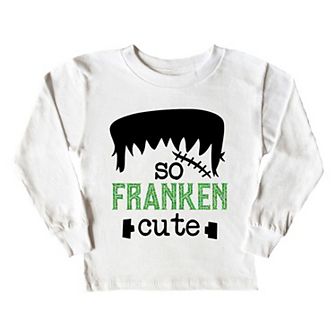 So Franken Cute Glitter Toddler Long Sleeve Graphic Tee