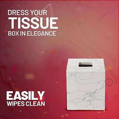 Luxury Tissue Holder - Engineered Stone, Spa Vibes, Elegant Blue Veining