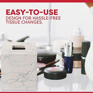 Luxury Tissue Holder - Engineered Stone, Spa Vibes, Elegant Blue Veining