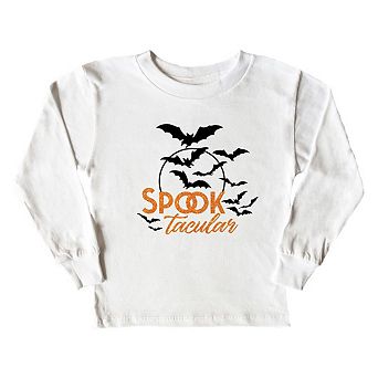Spooktacular Glitter Youth Long Sleeve Graphic Tee