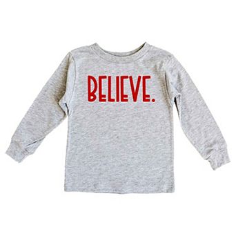 Believe Bold Raised Print Toddler Long Sleeve Graphic Tee