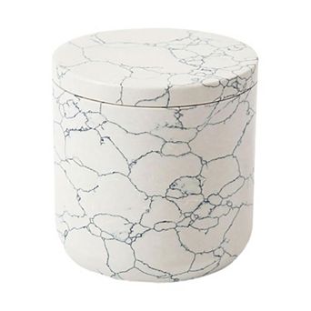 Luxury Cotton Jar - Engineered Stone With Blue Veining - Elegant Spa-inspired Storage