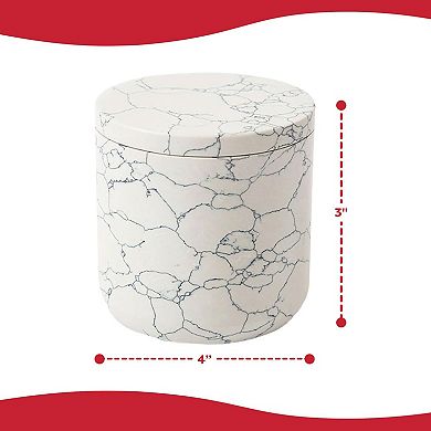Luxury Cotton Jar - Engineered Stone With Blue Veining - Elegant Spa-inspired Storage