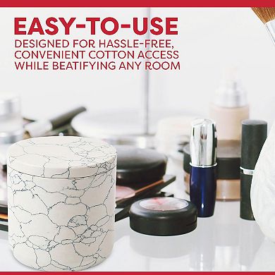 Luxury Cotton Jar - Engineered Stone With Blue Veining - Elegant Spa-inspired Storage