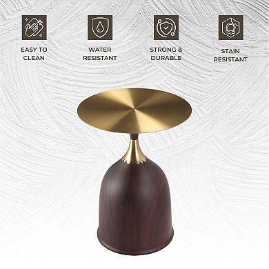 Leisuremod Oslo Side Table Round Stainless Steel Top and Pedestal Base