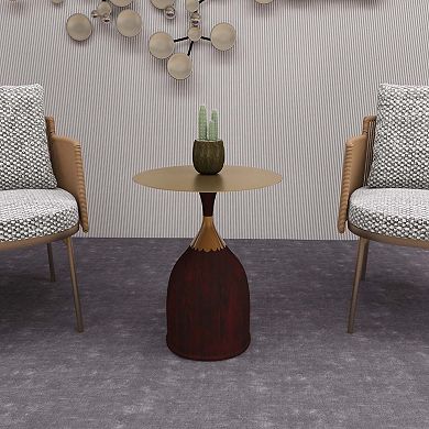 Leisuremod Oslo Side Table Round Stainless Steel Top and Pedestal Base