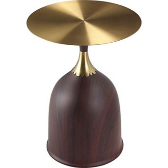 Leisuremod Oslo Side Table Round Stainless Steel Top and Pedestal Base