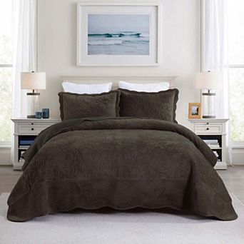 Marcielo 3 pc Luxury Velvet Oversized Embroidery Soft and Plush Quilt Set
