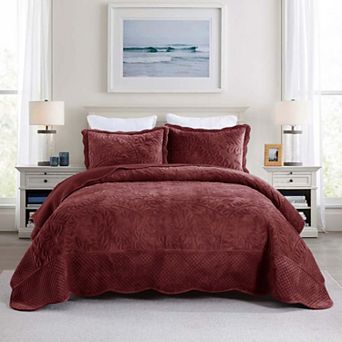 Marcielo 3 pc Luxury Velvet Oversized Embroidery Soft and Plush Quilt Set