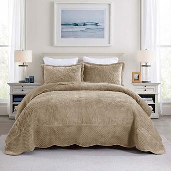 Marcielo 3 pc Luxury Velvet Oversized Embroidery Soft and Plush Quilt Set
