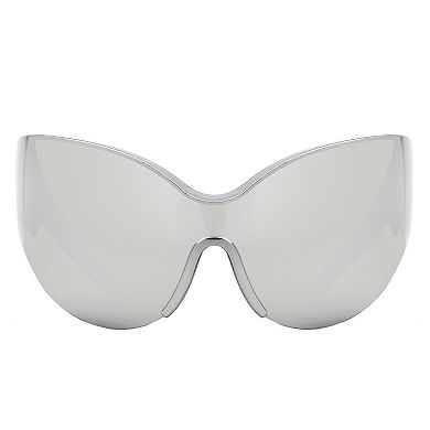 Futuristic Oversized Shield Wrap Around Tinted Sunglasses